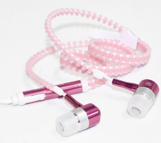 Wired earbuds Light Luminous Metal Zipper Earphone Glow In The Dark earbuds Hands Free Zipping earbuds Earhpones